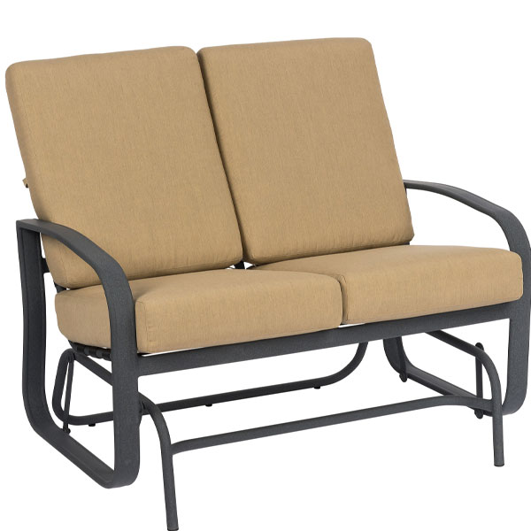 Cayman Isle Cushion Aluminum Loveseat Glider by Woodard - Image 2